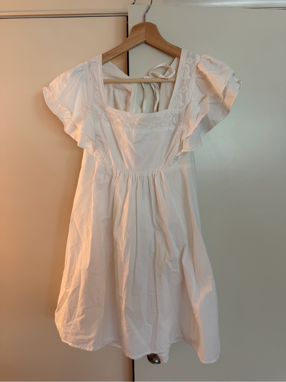 Urban Outfitters White Mini Dress with Ruffle Sleeves